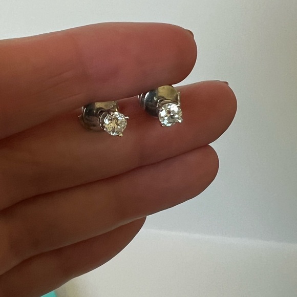 Tiffany & Co. Silver Solitaire Earrings - Picture 6 of 16